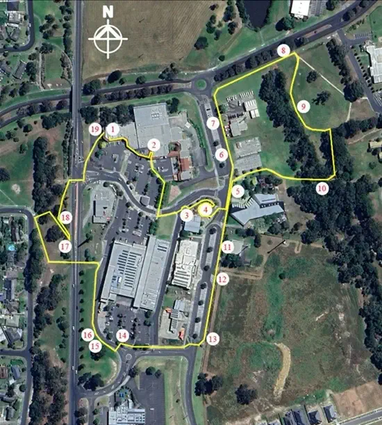 Map of the Churchill Guided Historical Walk route showing key landmarks and walking loop